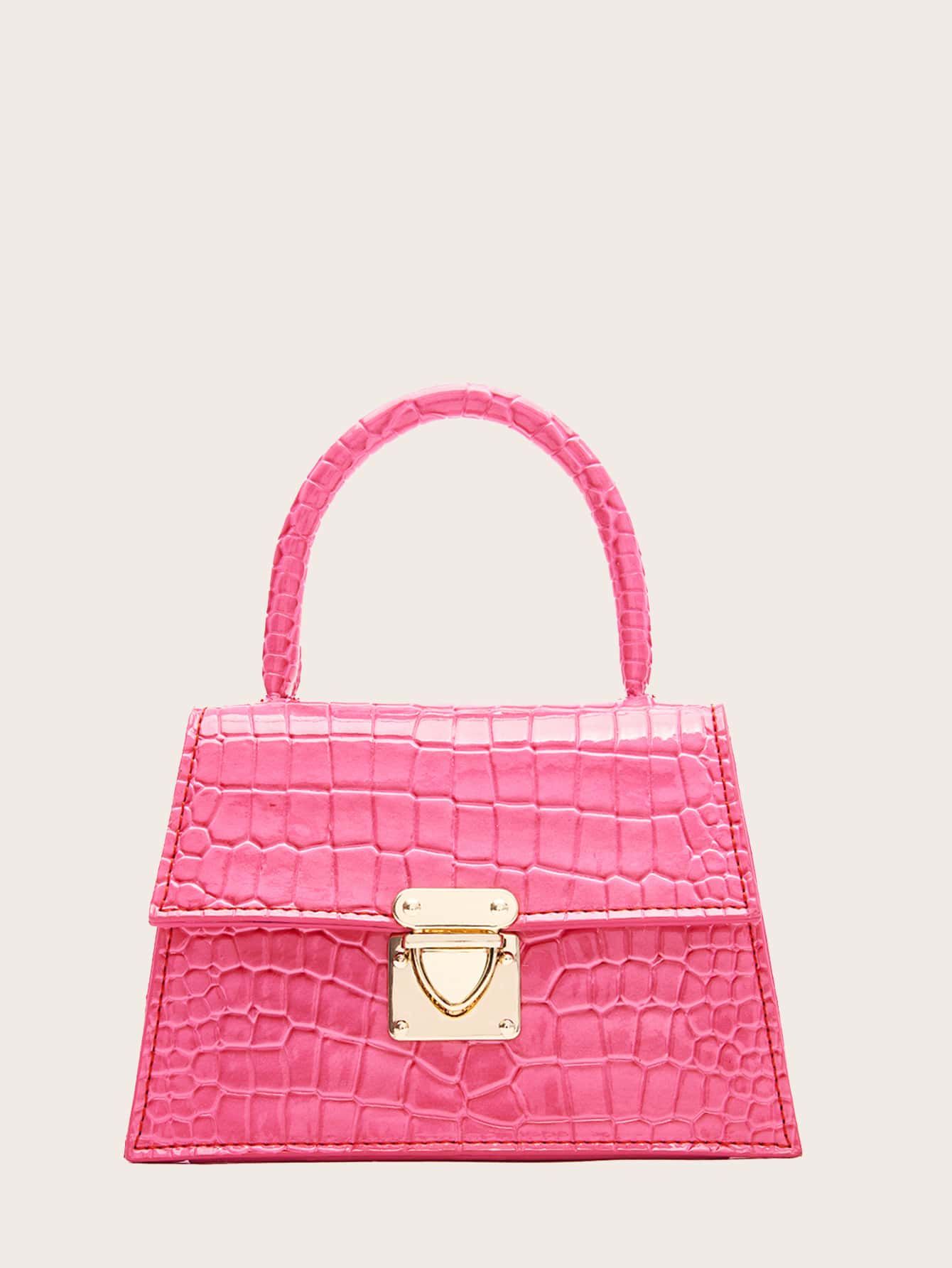 Croc Embossed Top Handle Satchel Bag | SHEIN