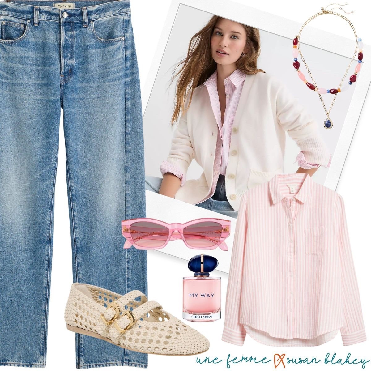 Some days call for outfits that feel like a hug 🤍
This girlfriend cardigan is my go-to when I want cozy without looking sloppy. Layered over a pink striped collared shirt, paired with light-wash denim and finished with woven ballet flats — it’s relaxed, polished, and very real life.

Perfect for coffee runs, school drop-offs, long lunches, and everything in between. Because style shouldn’t be complicated — it should feel good.

Would you wear this kind of easy layering look? ✨

#LTKOver40 #LTKSeasonal #LTKgrwm