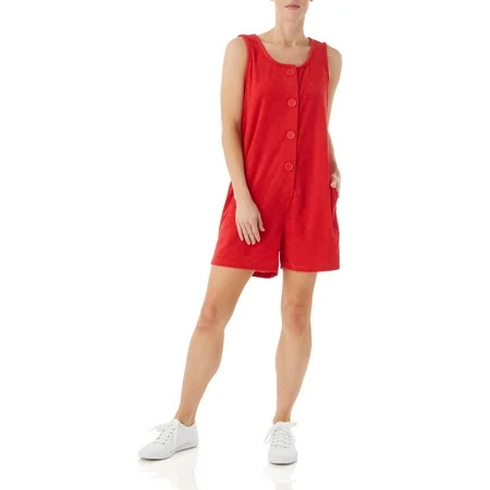 AmeriMark Women s Terry Knit Romper – Sleeveless Jumpsuit with Side Pockets Cherry XL | Walmart (US)
