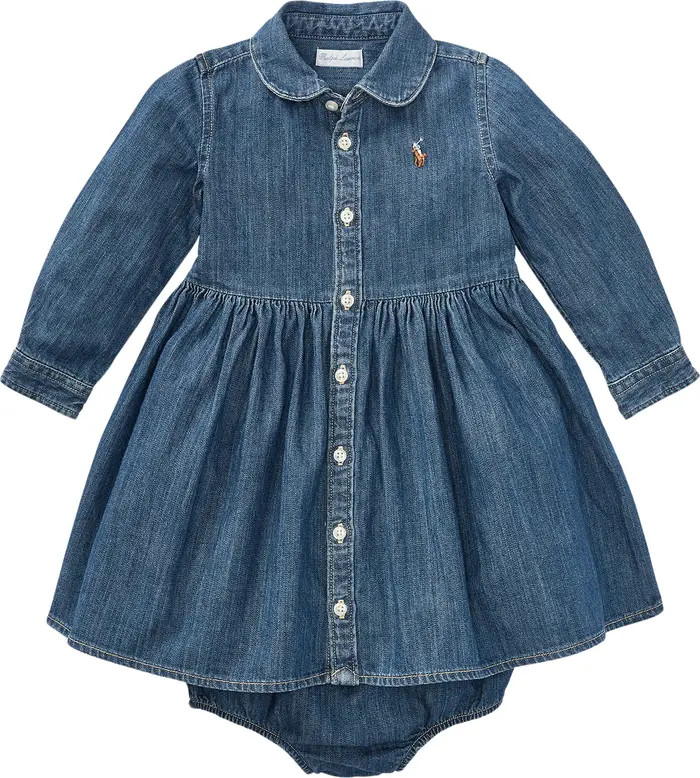 Long Sleeve Denim Shirtdress & Bloomers | Nordstrom