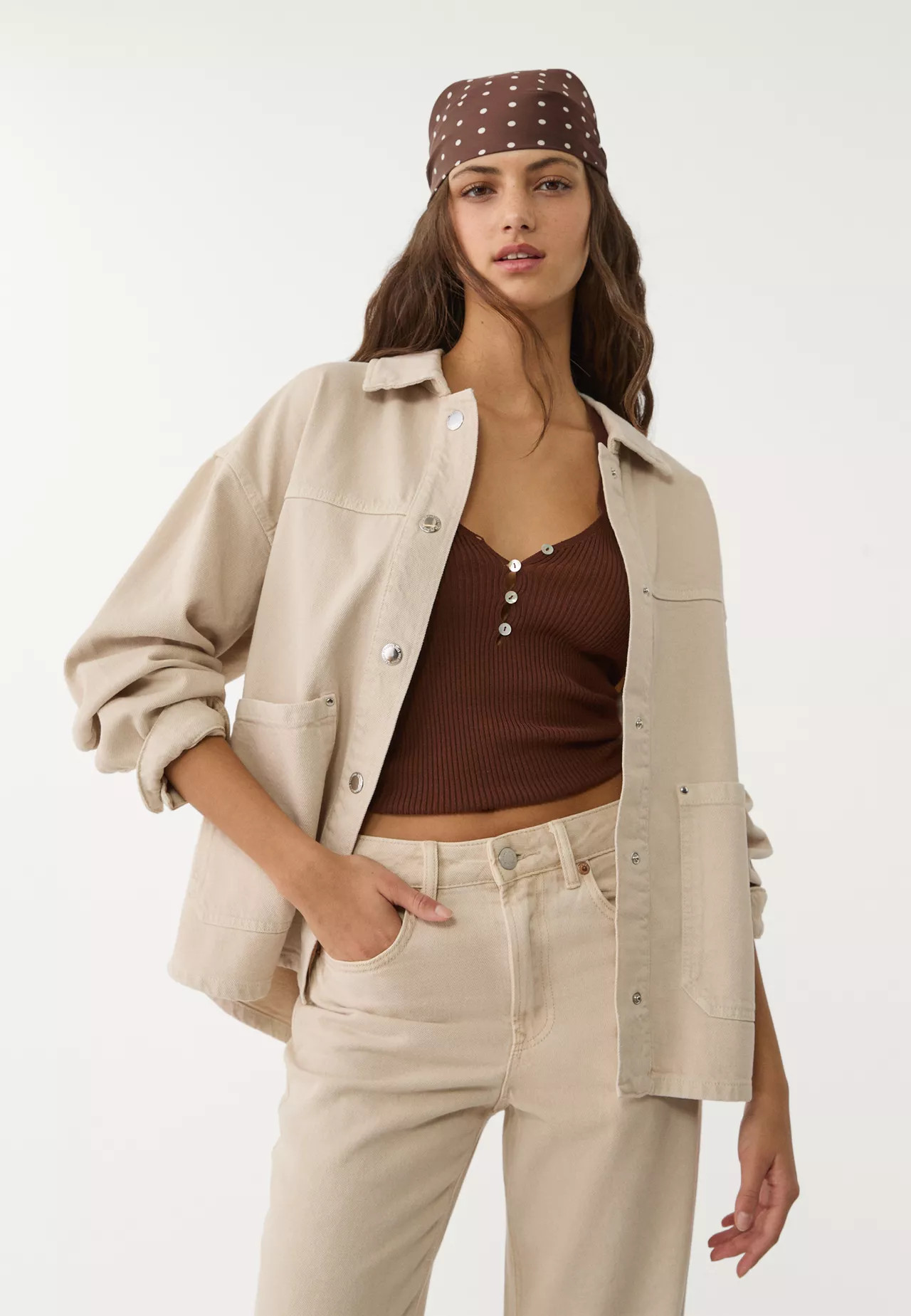 Jacke aus Serge mit Taschen | Stradivarius DE