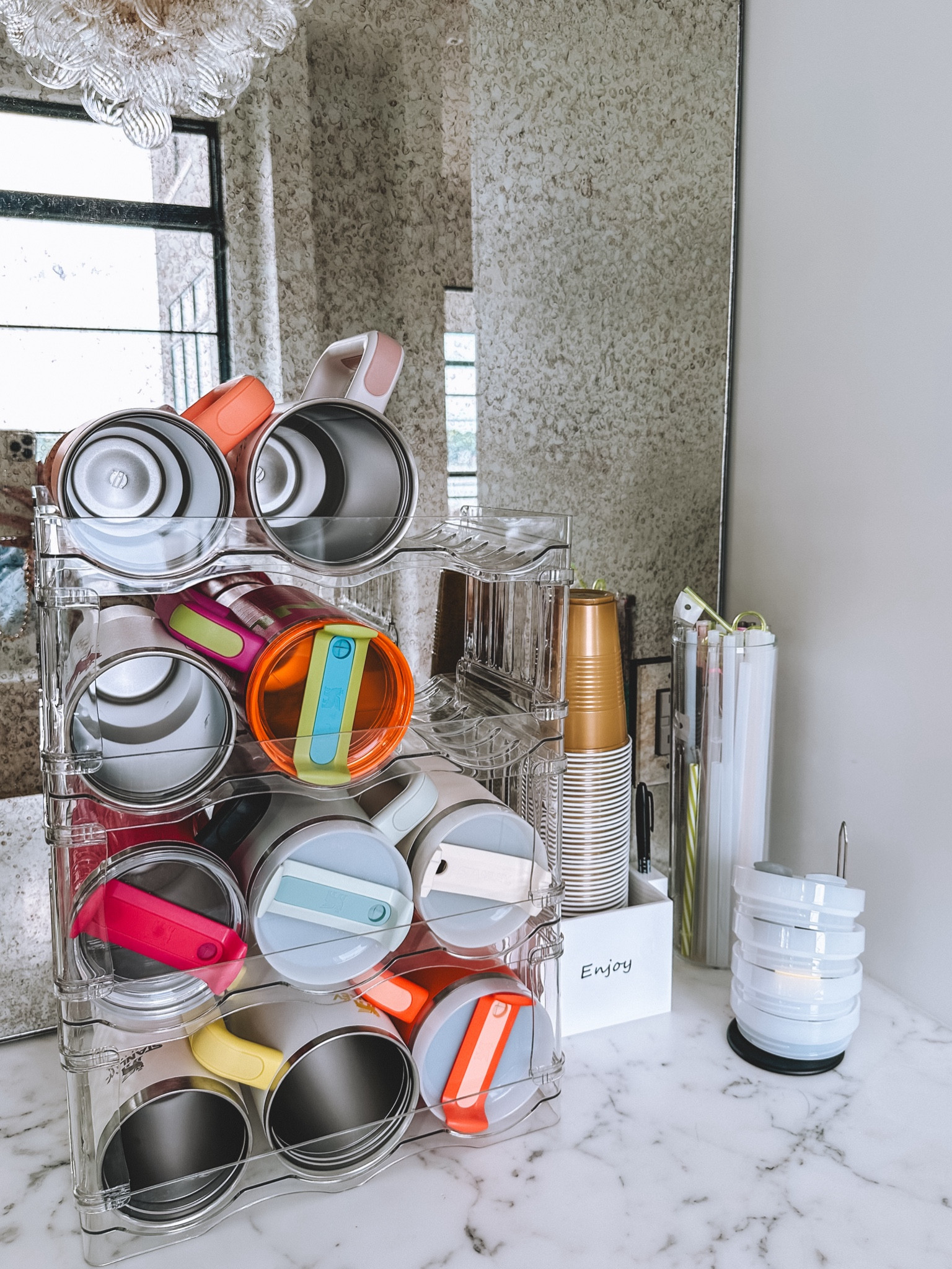 Drink/tumbler organizers from Amazon 