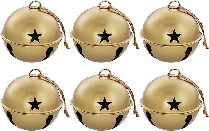 Haute Decor Jingle Bell Ornaments, 3.35-inch Diameter, 6-Pack (Burnished Gold) | Amazon (US)