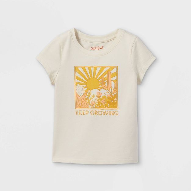 Toddler Girls' 'Keep Growing' Graphic T-Shirt - Cat & Jack™ Beige | Target