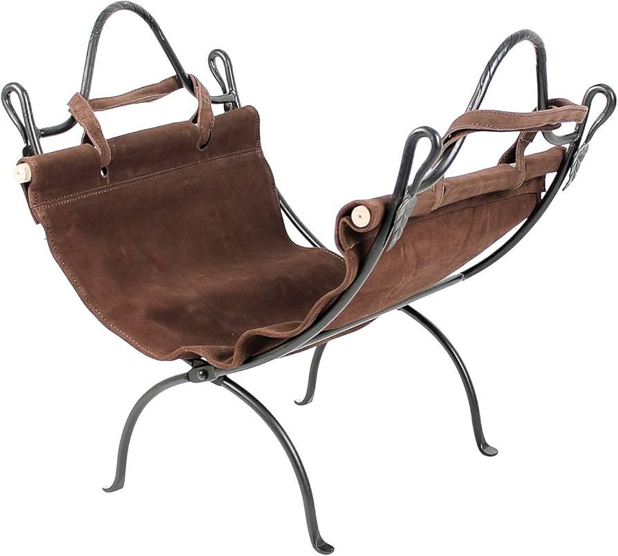 Minuteman International Folding Stand with Leaf Ends Firewood Log Basket Holder, Graphite | Amazon (US)