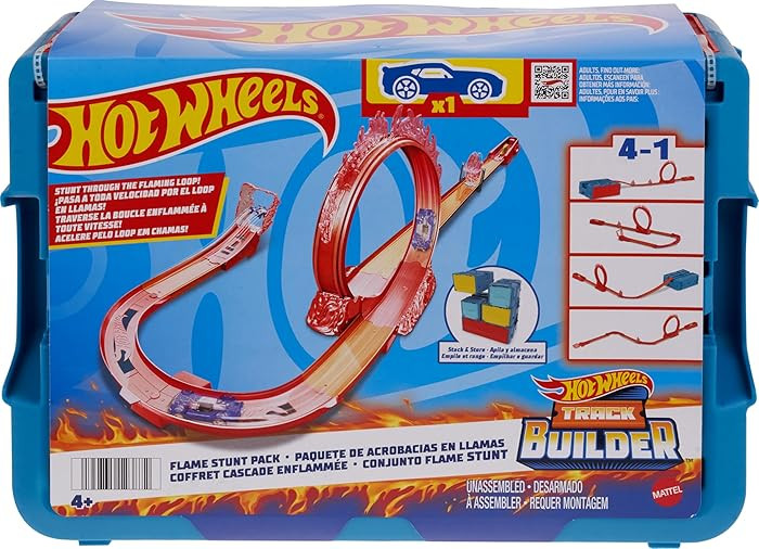 Hot Wheels Toy Car Track Set, Track Builder Playset Flame Stunt Pack with 16 Component Parts & 1:... | Amazon (US)