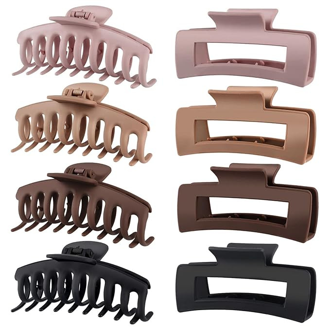 8 Pack Large Claw Clips for Thick Hair – 4.3 Inch Neutral Matte Big Hair Claw Clips for Women ... | Amazon (US)