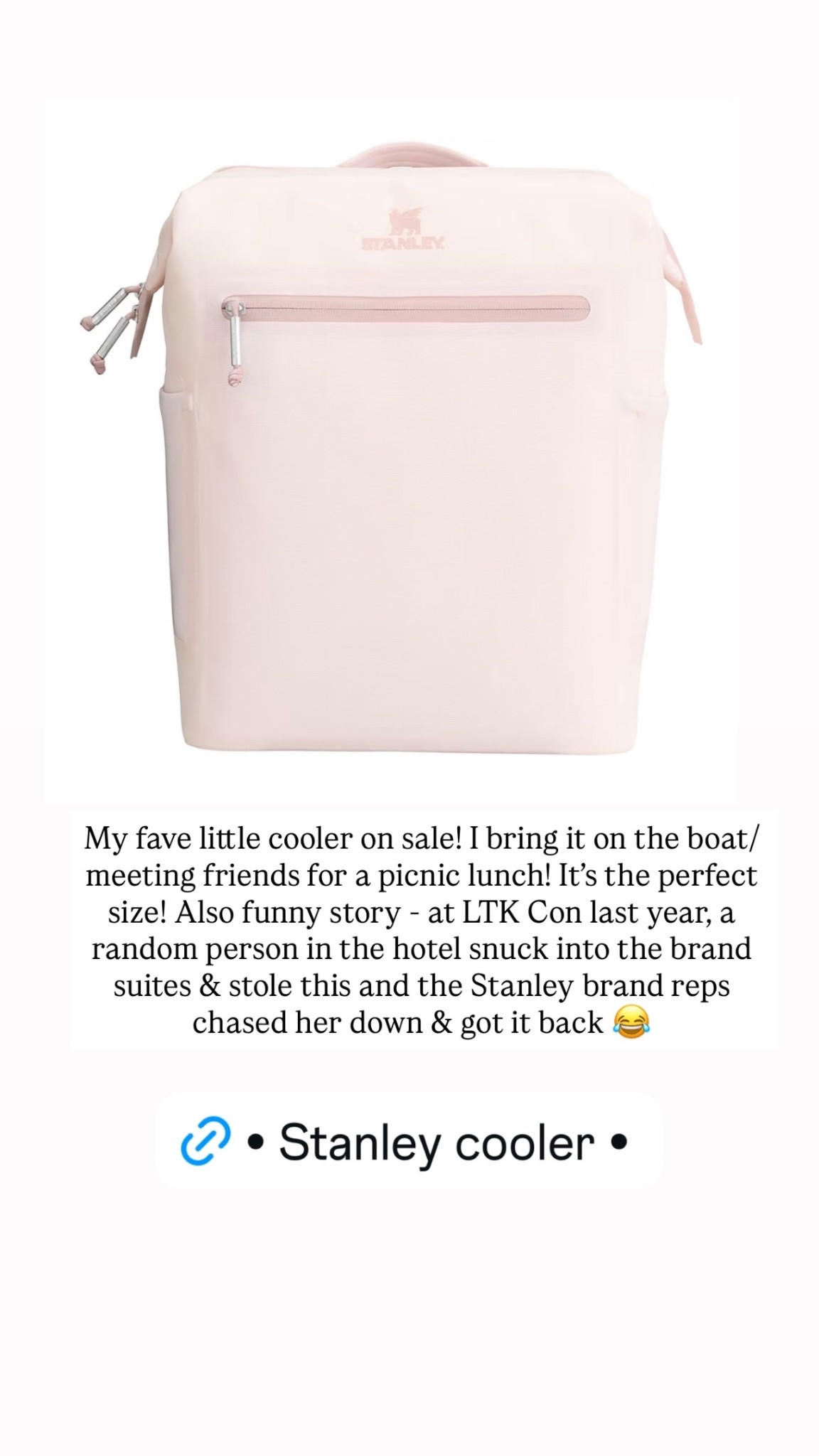 My fave little cooler on sale! I bring it on the boat/meeting friends for a picnic lunch! It’s the perfect size! Also funny story - at LTK Con last year, a random person in the hotel snuck into the brand suites & stole this and the Stanley brand reps chased her down & got it back 😂