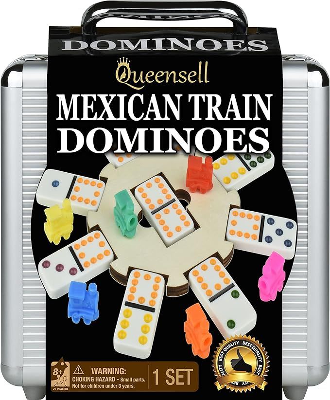 Mexican Train Dominoes - Wooden Hub and Double 12 Tile Set for Family Game Nights | Amazon (US)