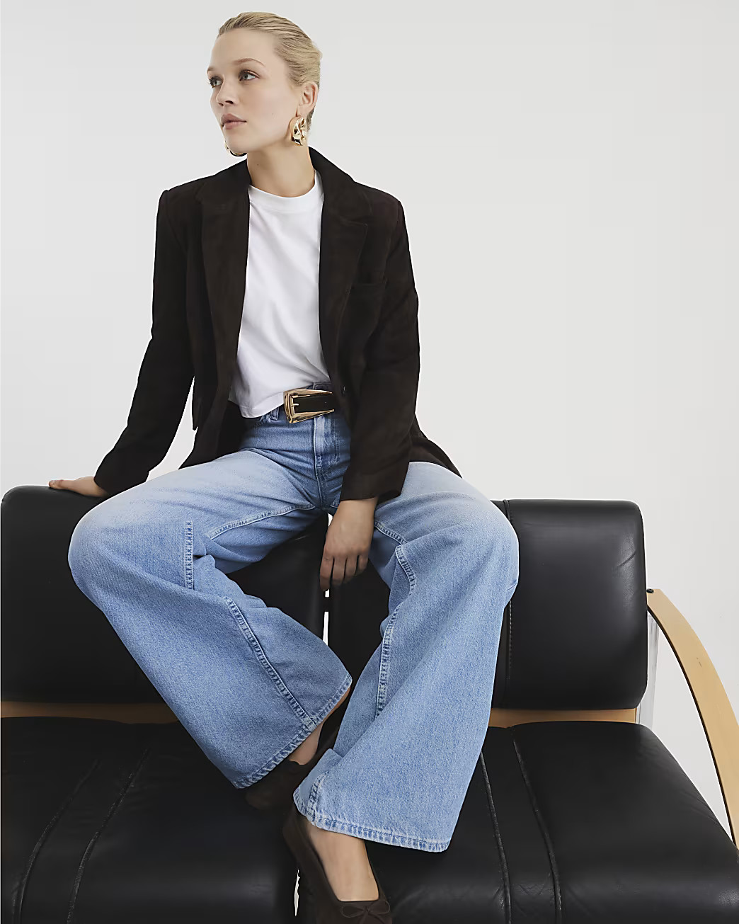 Brown Premium Suede Blazer | River Island UK & IE