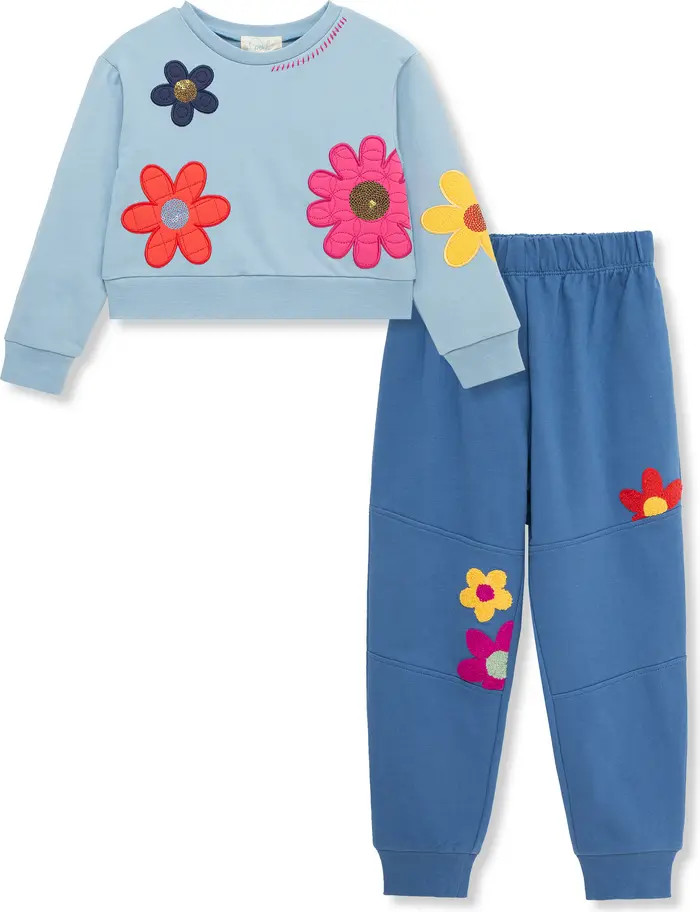 Kids' Daisy Appliqué Sweatshirt & Sweatpants Set | Nordstrom