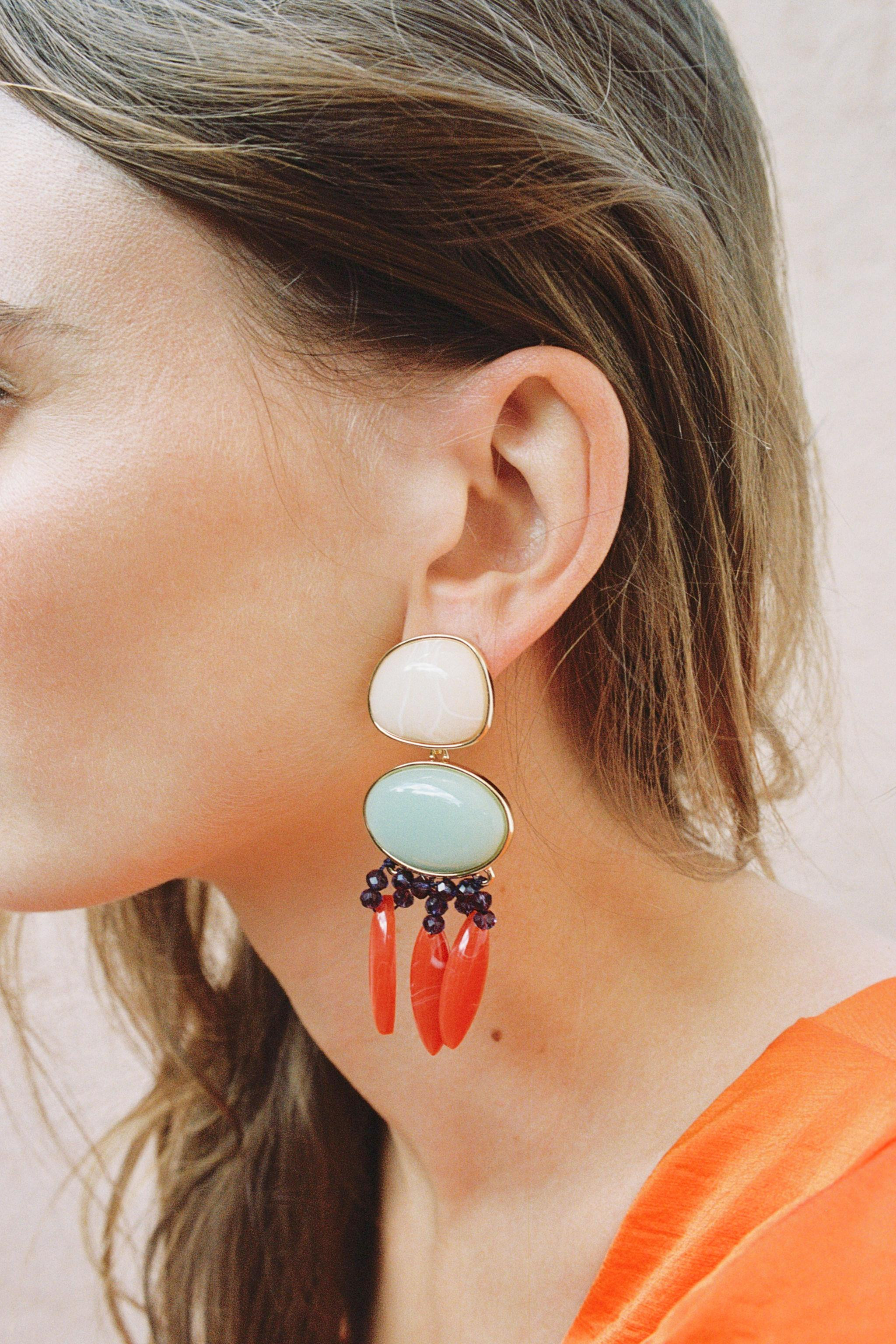 DOUBLE RESIN BEAD EARRINGS | Zara US