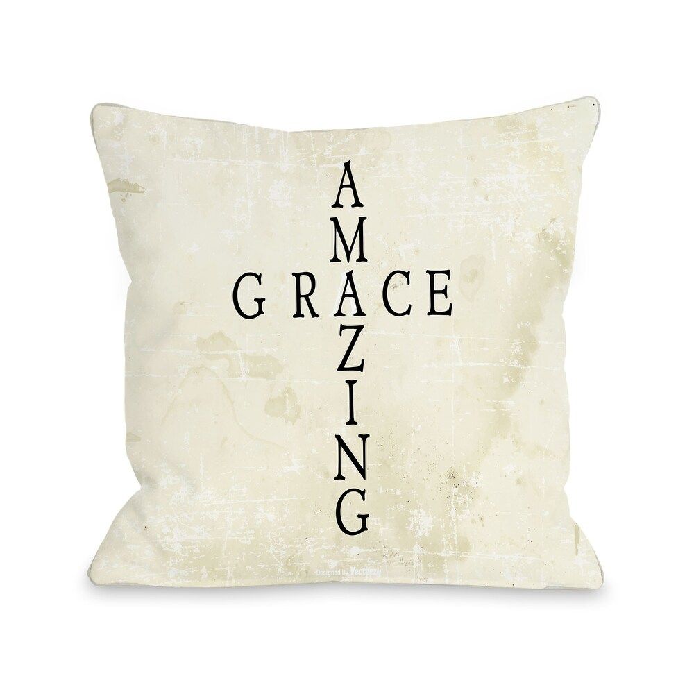 Amazing Grace Cross - Tan Throw Pillow (18"x18") | Bed Bath & Beyond