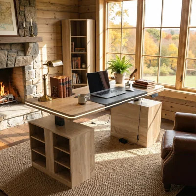 63'' Electric Standing Desk With LED Light Strip, Power Outlet, And Bluetooth App Control | Wayfair North America