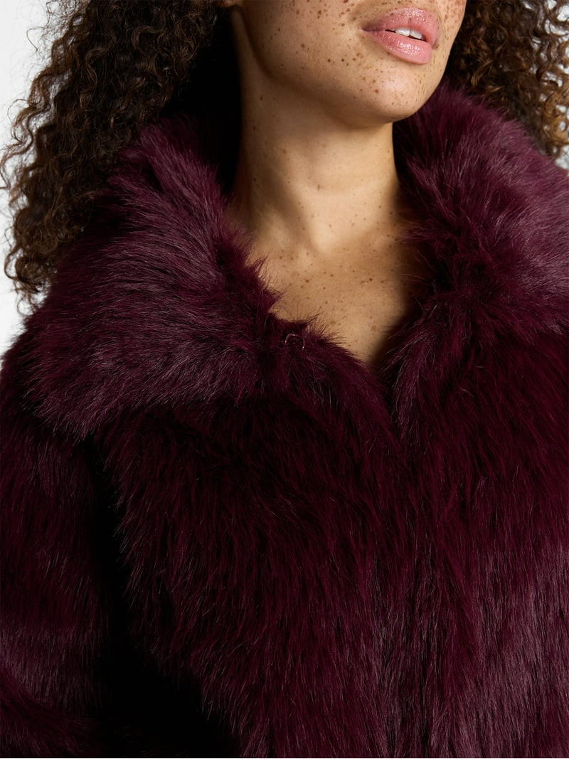 No Boundaries Faux Fur Coat, Women's and Plus | Walmart (US)