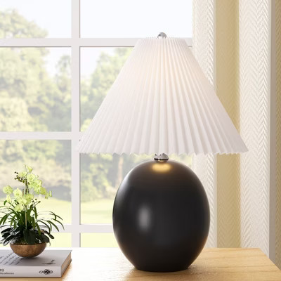 Maxax Black Ceramic Table Lamp,Elegance Desk Lamp with Pleated Shade for Bedroom Nightstand,Living Room Office | Target