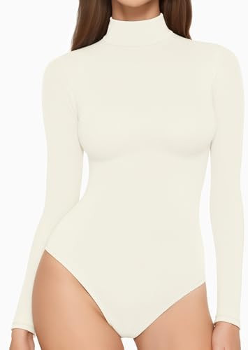 MANGOPOP Women's Long Sleeve Thermal Fleece Bodysuit Mock Turtle Neck Body Suit Slim Warm Base La... | Amazon (US)
