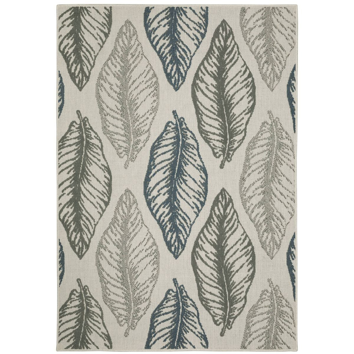 Trinity Botanical Leaf Patio Area Rug Beige/Gray - Captiv8e Designs | Target