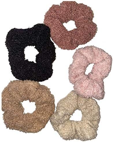 AMMARA 5 Pack Teddy Scrunchies, Premium Sherpa Scrunchy Elastic Hair Bands for Girls, Trendy Wome... | Amazon (US)