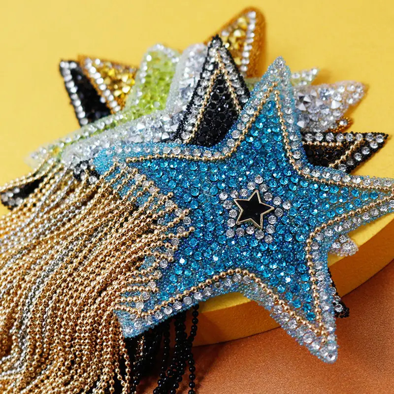 Silvery Tassel Pentagram Rhinestone Cloth Sticker Stage - Temu | Temu Affiliate Program