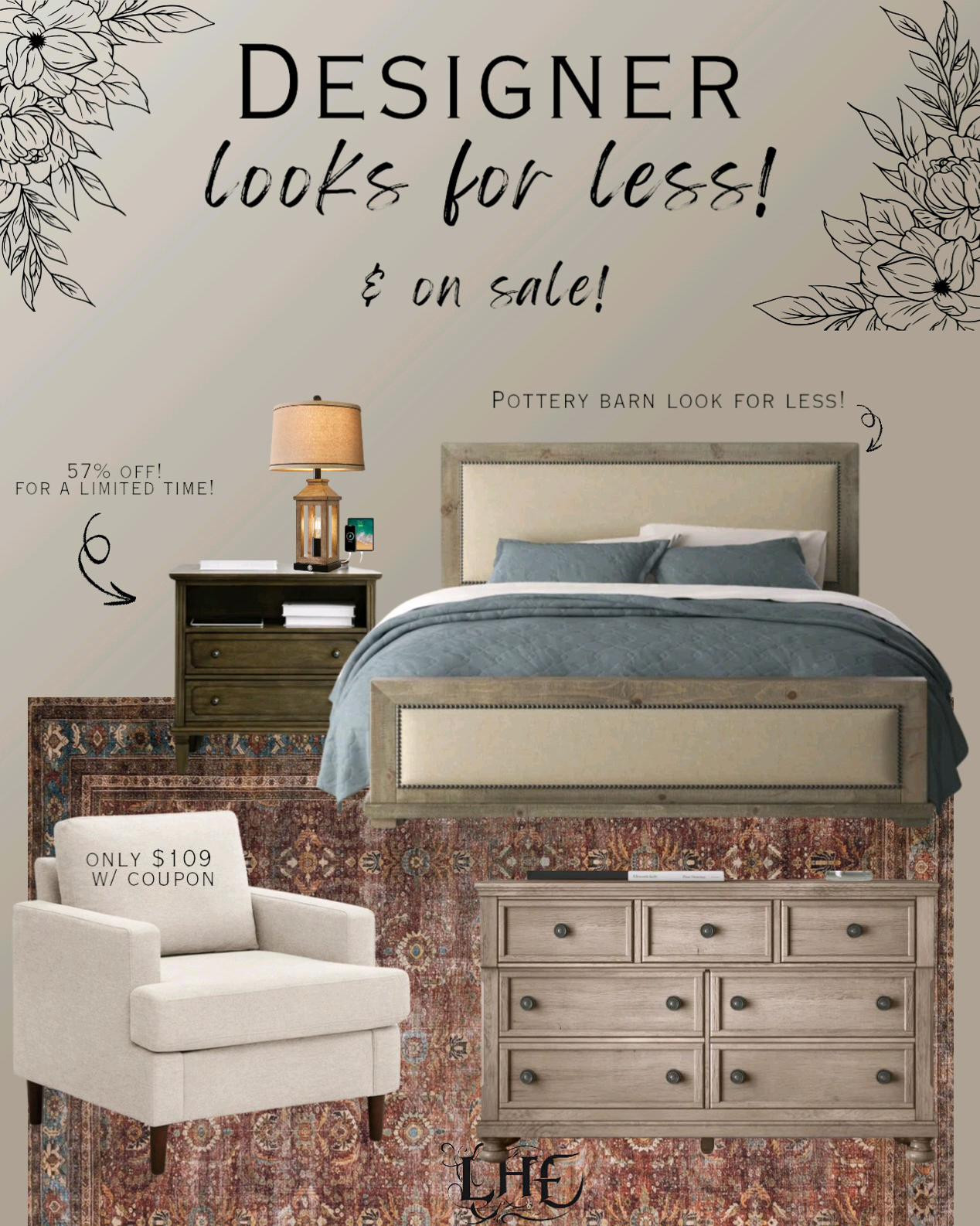 Designer looks for less. . . Yes please! Shop by clicking the thumbnails below 👇... bedroom furniture, bedding, bedroom inspo, bedroom, bedroom lamp, bedroom dresser, bedroom rug, bedroom decor, affordable nightstands, affordable bedroom furniture, Pottery Barn dupe, bedframe, platform bedframe, pottery Barn bedroom, modern farmhouse bedroom, farmhouse bedroom, farmhouse decor, farmhouse lamp, farmhouse furniture, amazon rug, affordable rug, accent chair, accent chair bedroom, accent chair living room 

#LTKHome #LTKSaleAlert #LTKStyleTip