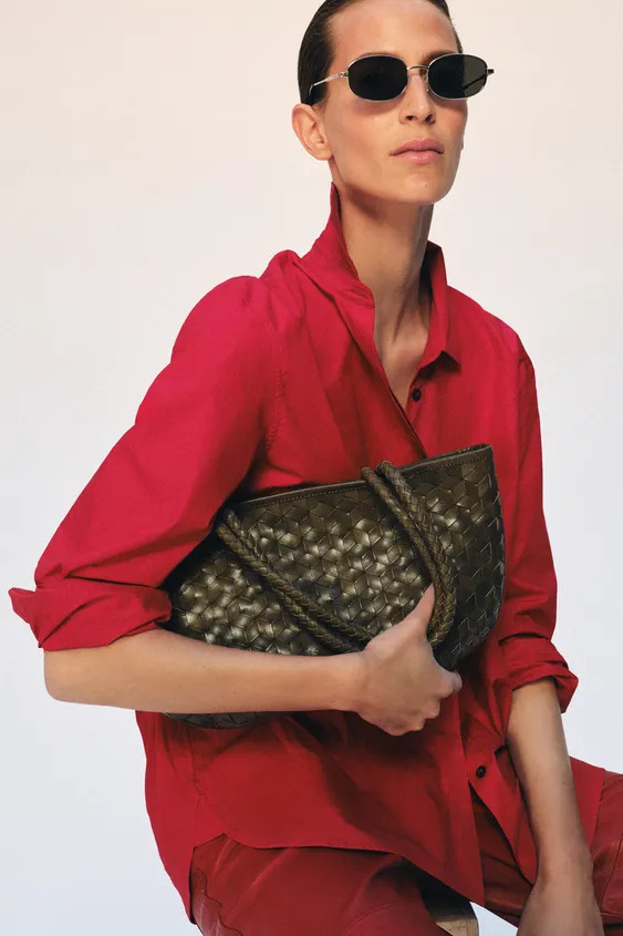 BRAIDED LEATHER SHOULDER BAG | Zara UK