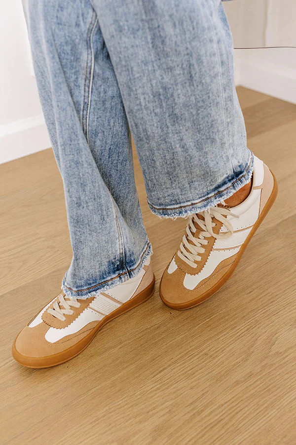 The Zoey Faux Leather Sneaker in Camel | Impressions Online Boutique