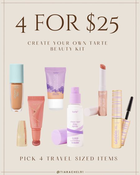 Tarte is doing 4 for $25 on travel size items! Perfect time to try out products or stuck of for your carryon! #tartepartner

#LTKBeauty #LTKSaleAlert