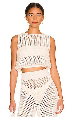 WeWoreWhat Crochet Ruched Crop Top in Off White from Revolve.com | Revolve Clothing (Global)