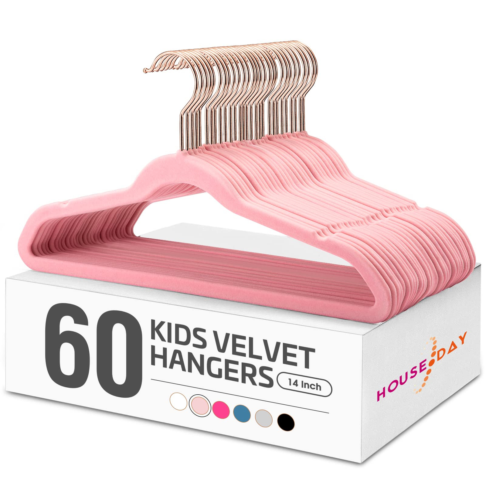 HOUSE DAY Velvet Kids Hangers 60 Pack, Premium Childrens Hangers for Closet, Ultra Thin Cute Clot... | Amazon (US)