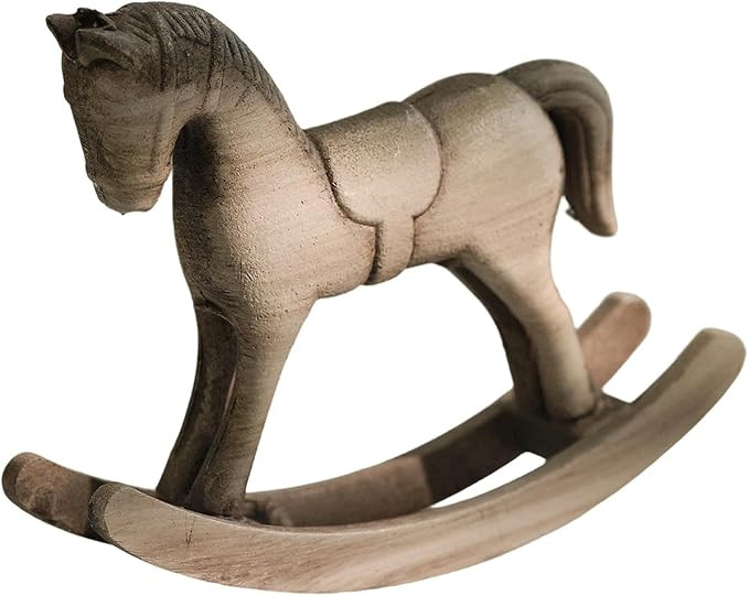 Fenteer Wooden Rocking Horse Figurine, Vintage Horse Sculpture Desktop Ornament, Rustic Decorativ... | Amazon (US)