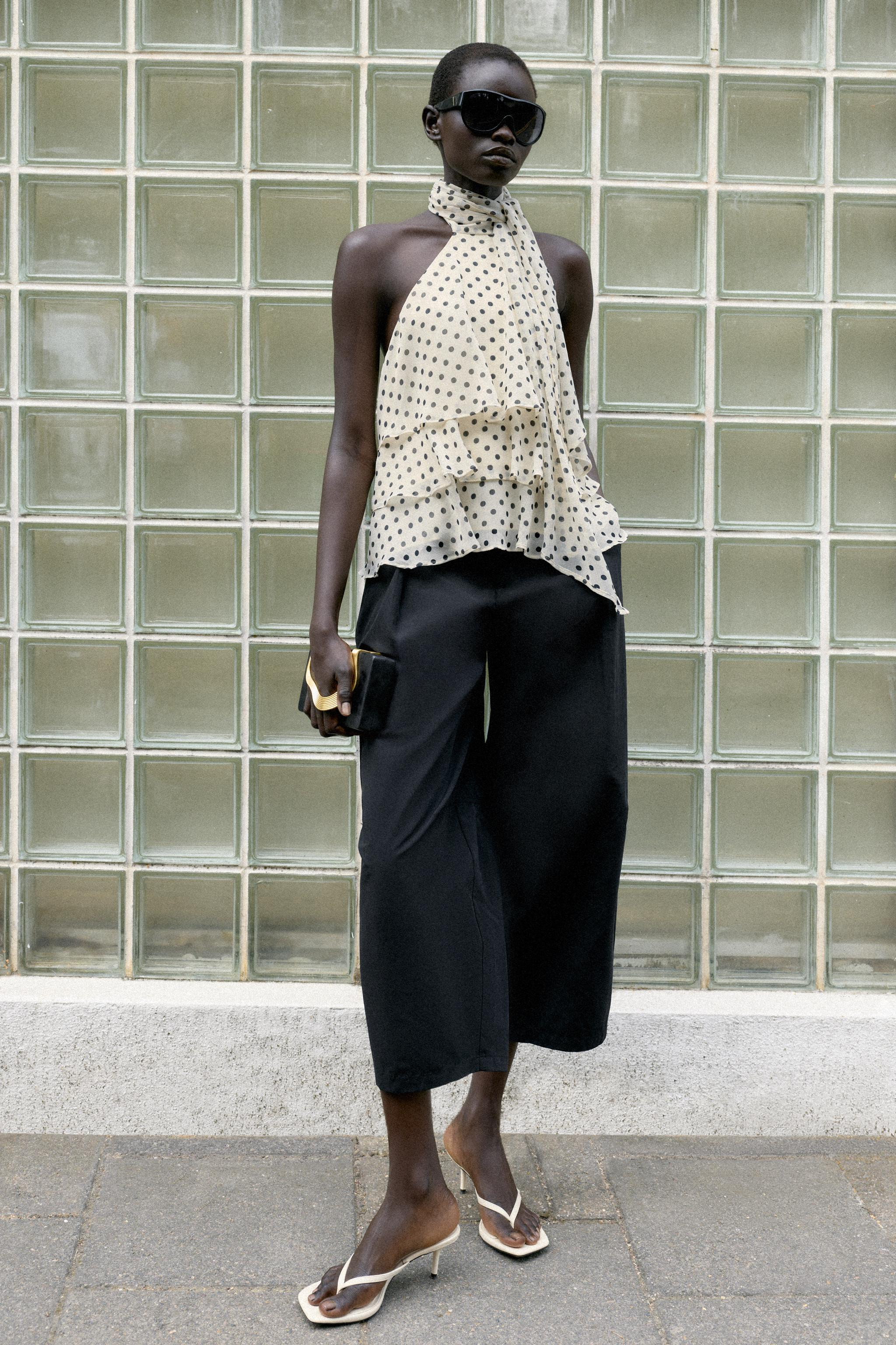 POLKA DOT RUFFLED HALTER TOP | Zara US
