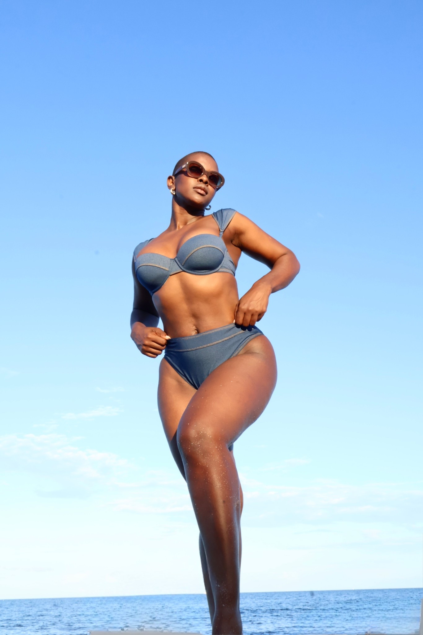 High waist denim two piece for the girlies 🥰🤍✨ # twopiece #summervibes #bikiniseason