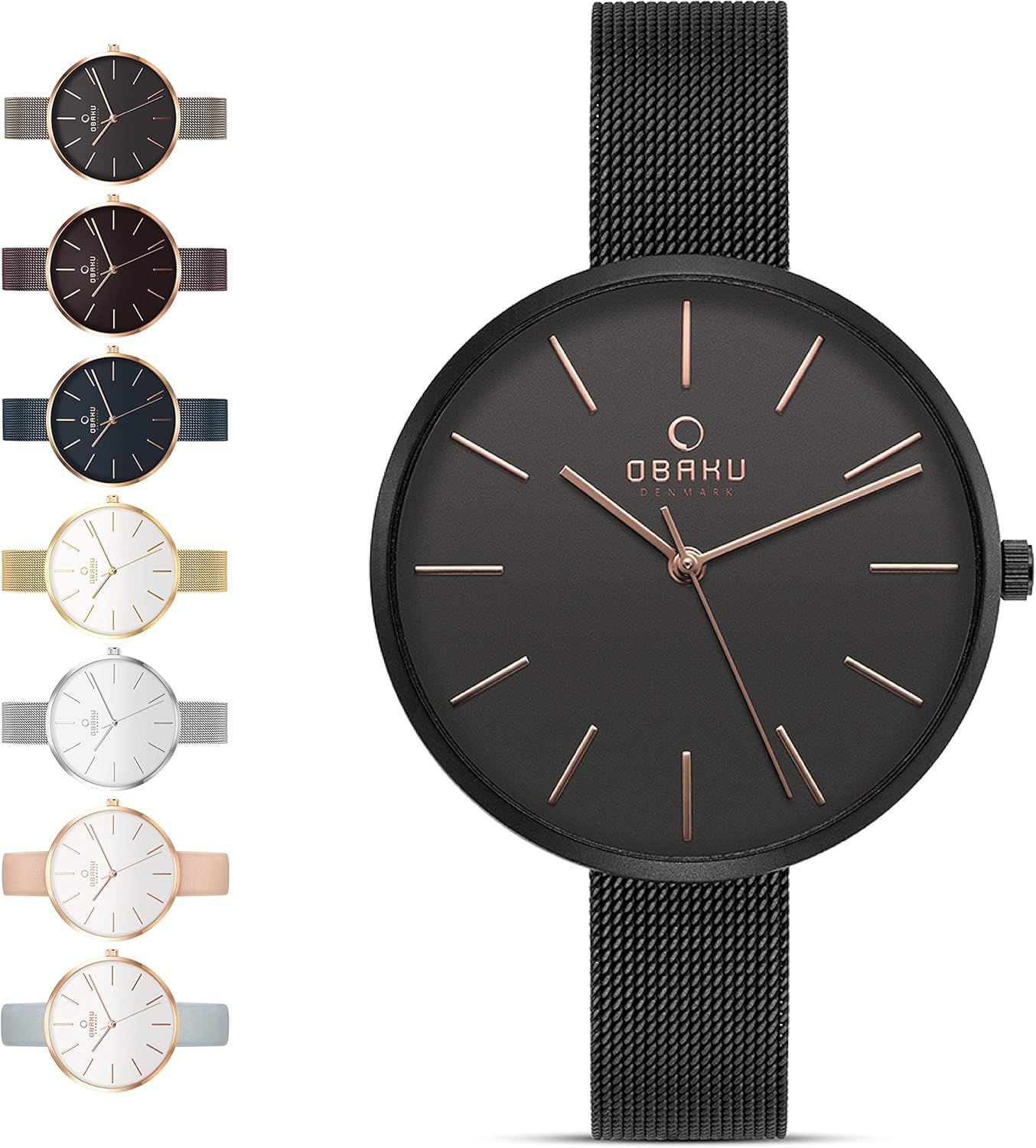 Obaku Womens Classic and Modern Dress Watch with Stainless Steel Mesh Band in Black, Blue, Silver... | Amazon (US)