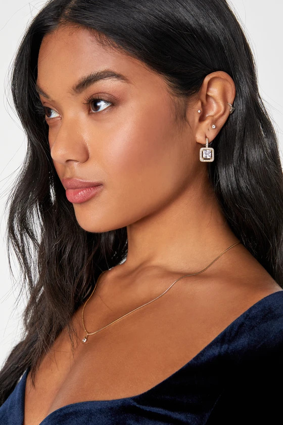 Effervescent Effect Gold Square Rhinestone Earrings | Lulus (US)