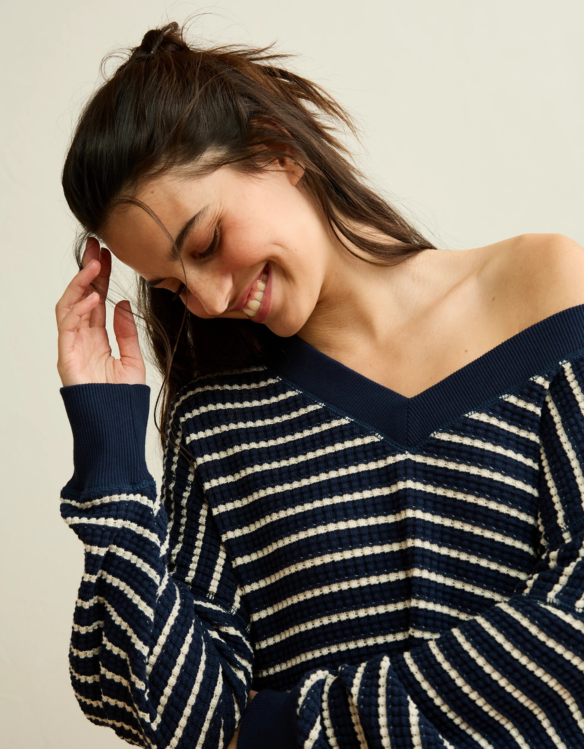 AE Big Hug V-Neck Waffle Sweatshirt | American Eagle Outfitters (US & CA)