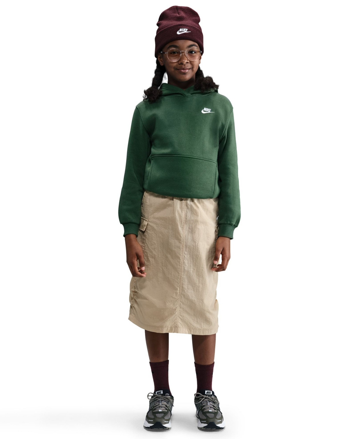 Nike Sportswear Big Kids Club Fleece Pullover Hoodie - Fir/white | Macy's