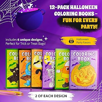 Halloween Coloring Book Party Favors, 12 Pack Mini Halloween Coloring Books for Kids, 5" x 7" Hal... | Amazon (US)