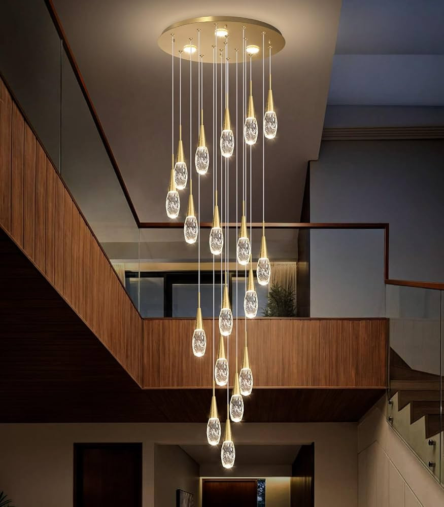 18-Lights 138 Inches Modern Chandelier LED Light Fixtures High Ceiling Long Light Chandelier for ... | Amazon (US)