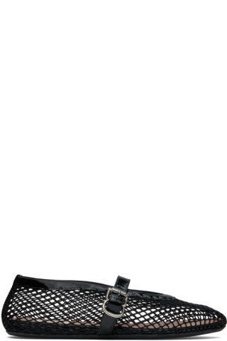 Black Fishnet Ballerina Flats | SSENSE