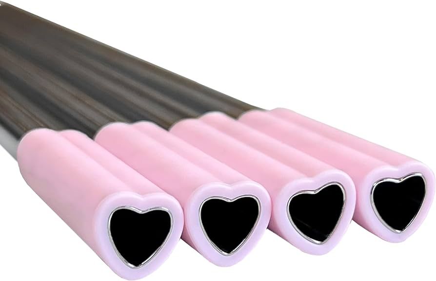The best MOON Heart Shaped Stainless Steel Reusable Metal Straws with Pink Silicone tips (Set of ... | Amazon (US)
