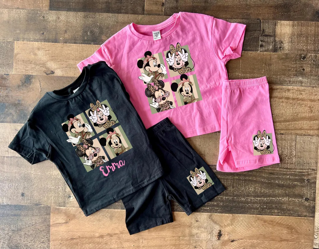 Animal Kingdoms Crop Shirt, Girls Minnie Safari Tee Set, Toddler Leopard Disney Biker Short, Matc... | Etsy (US)