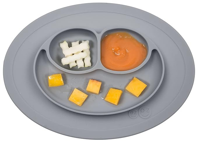 ezpz Mini Mat for 12 Months+ (Gray) - 100% Silicone Baby Plates with Suction and Built-in Placema... | Amazon (US)