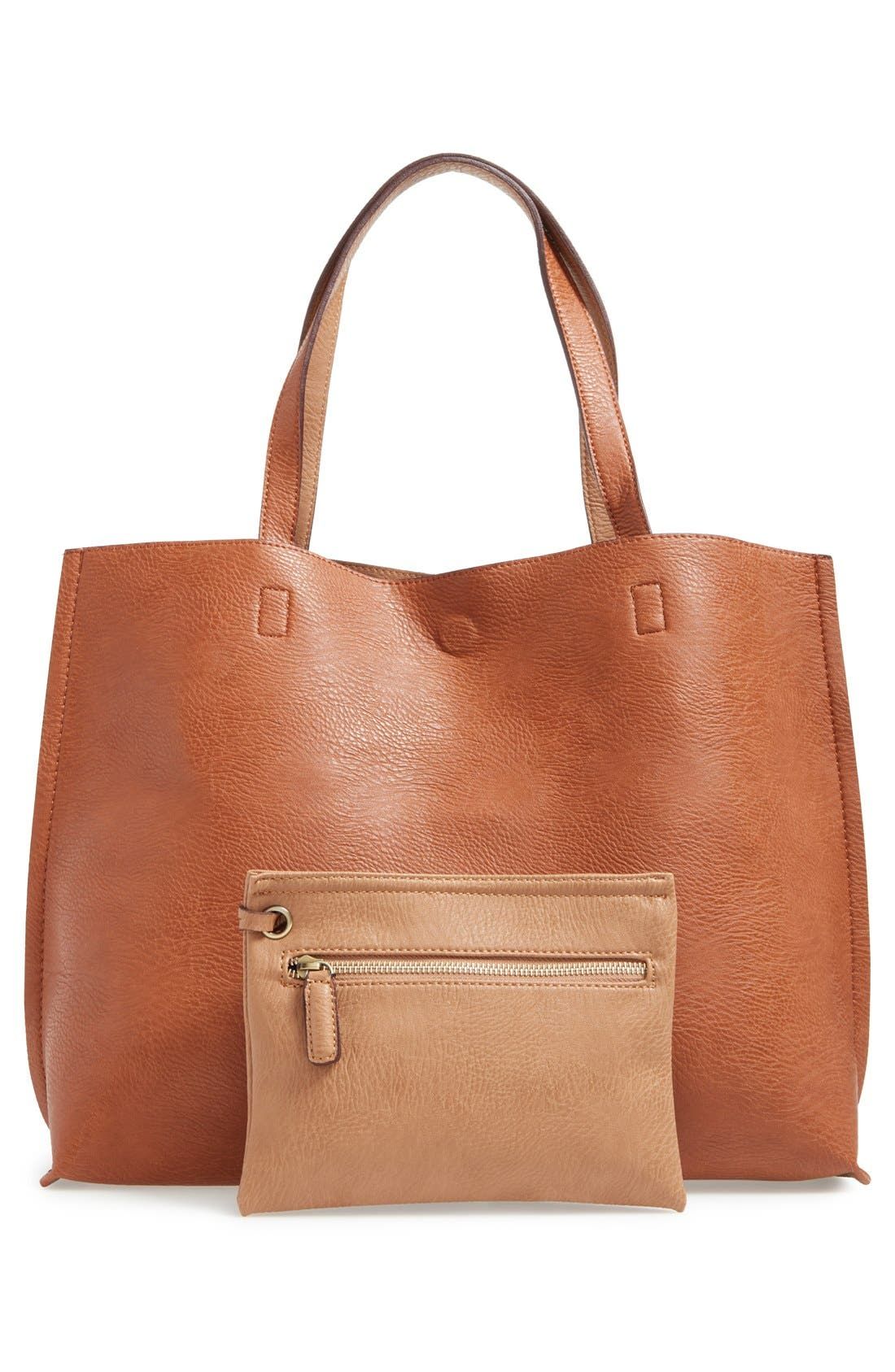 Reversible Faux Leather Tote & Wristlet | Nordstrom