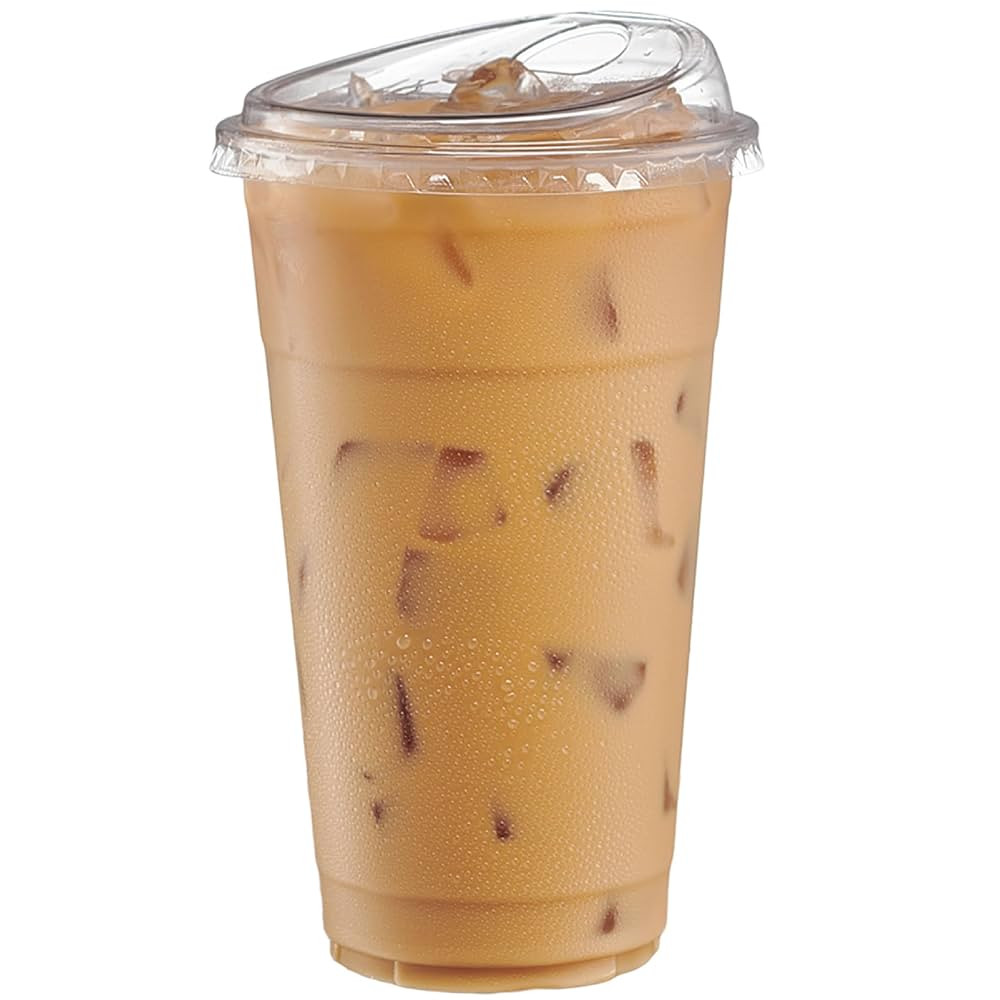 GUSTO Clear Plastic Cups with Lids [24 oz - 50 Count - Disposable Iced Coffee Drink Cups with Str... | Amazon (US)