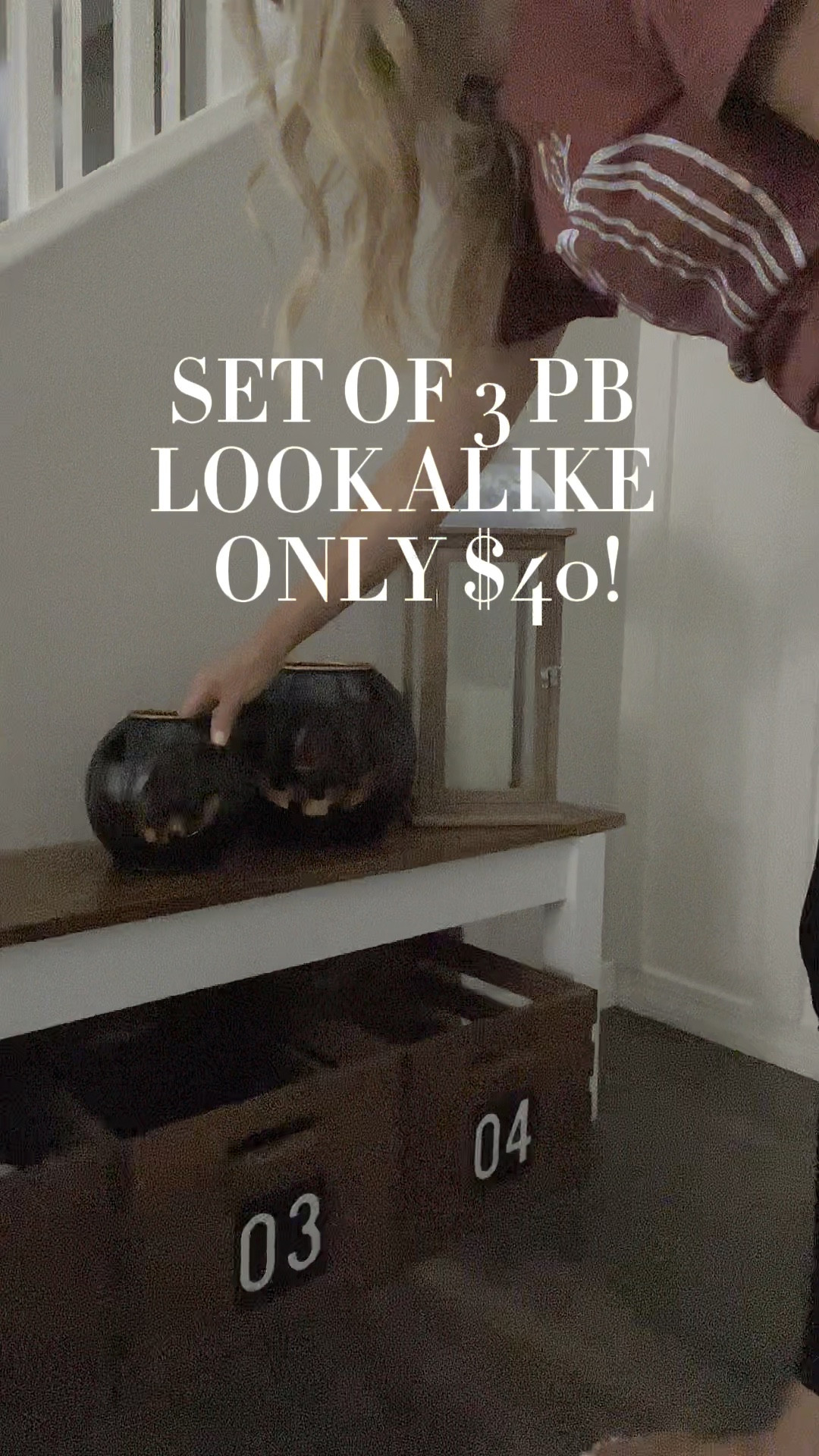 Set of 3 PB look alike for only $40!
This is such a great dupe to the more expensive brand.
Black Metal jack o lantern set | hanging basket | faux stems |
bench 

#LTKSeasonal #LTKVideo #LTKHome