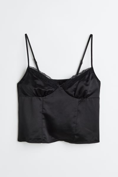 Lace-trimmed Satin Top | H&M (US + CA)