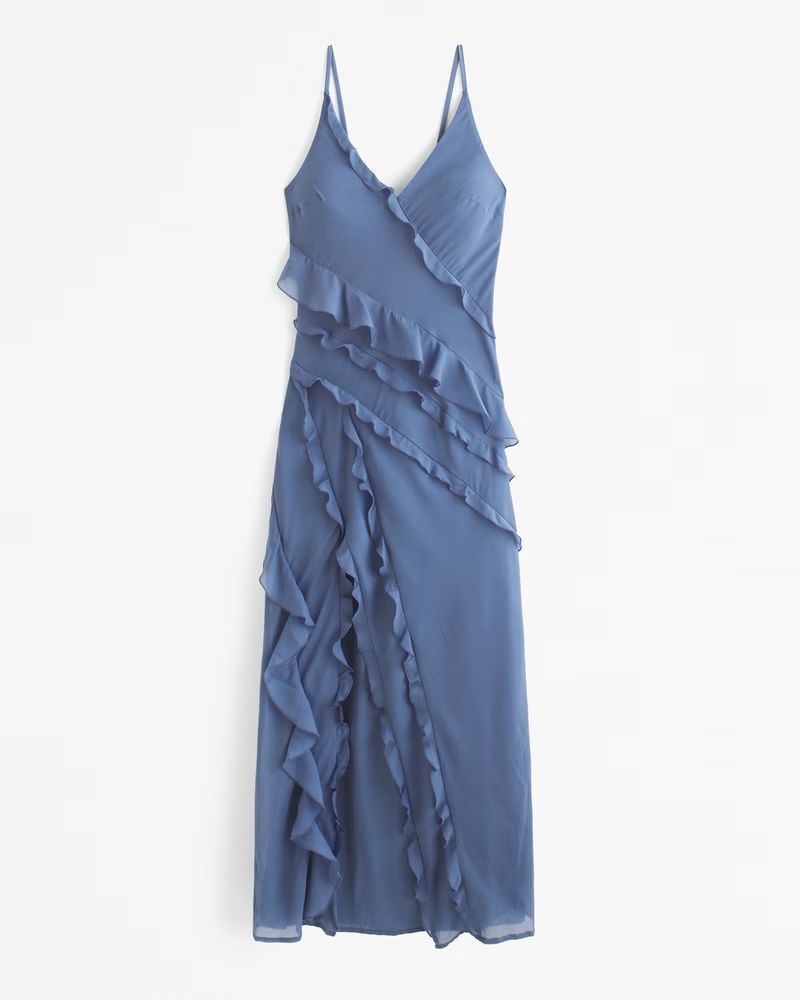 Women's Draped Ruffle Maxi Dress | Women's Clearance | Abercrombie.com | Abercrombie & Fitch (US)