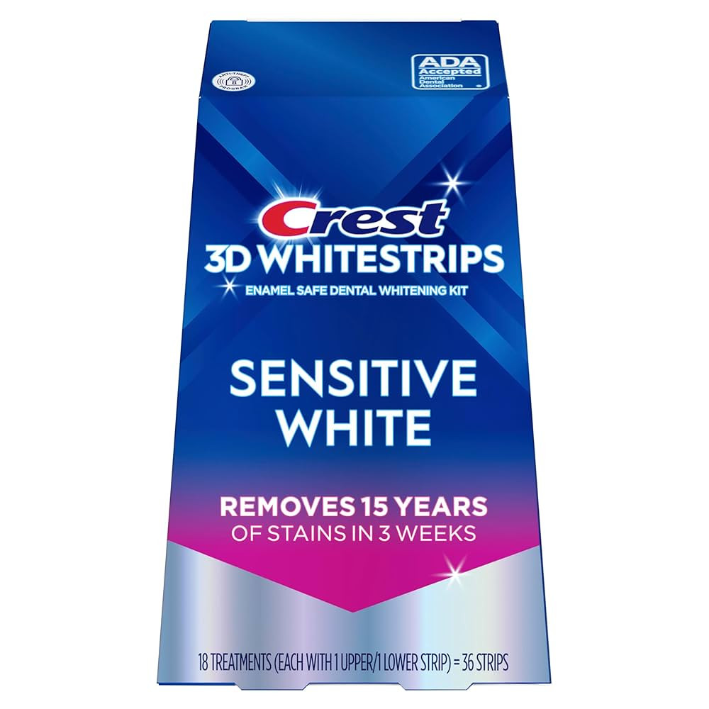 Crest 3D Whitestrips Sensitive At-Home Teeth Whitening Kit, 18 Treatments, Gently Removes 15 Year... | Amazon (US)