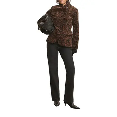 MINT VELVET High Neck Printed Velvet Jacket in Camel at Nordstrom, Size Medium | Nordstrom